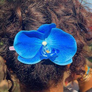 Blue Orchid Flower Hair Clip - Floral Hair Accessory